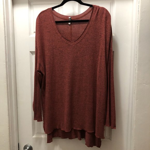 lightweight split-seam tunic v-kneck sweater - Picture 1 of 7